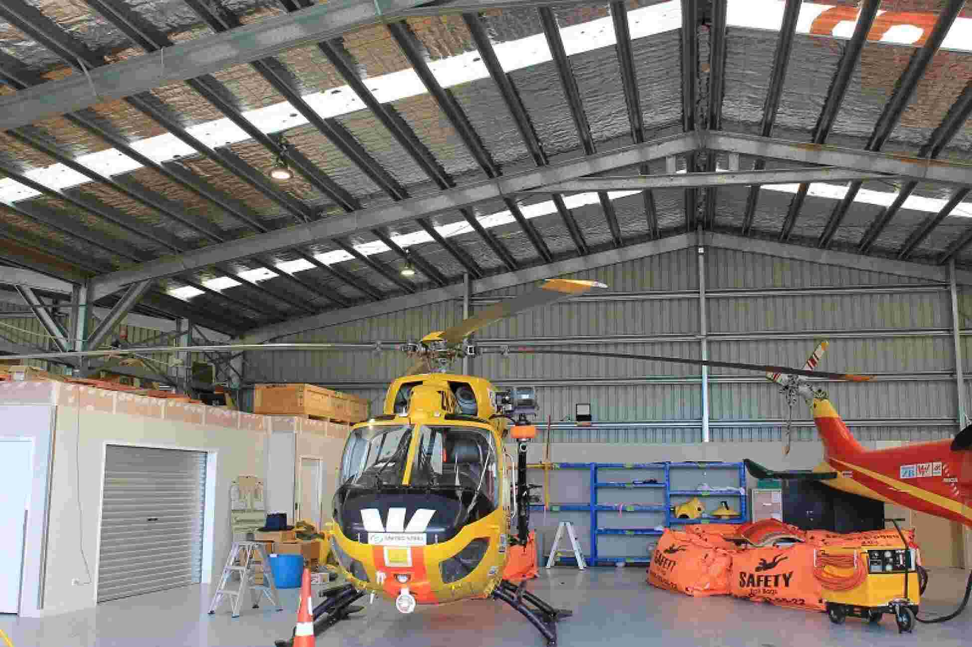 Westpac Helicopter hangar extension features Rollforming Services’ 150mm Framing and Tophat Purlins