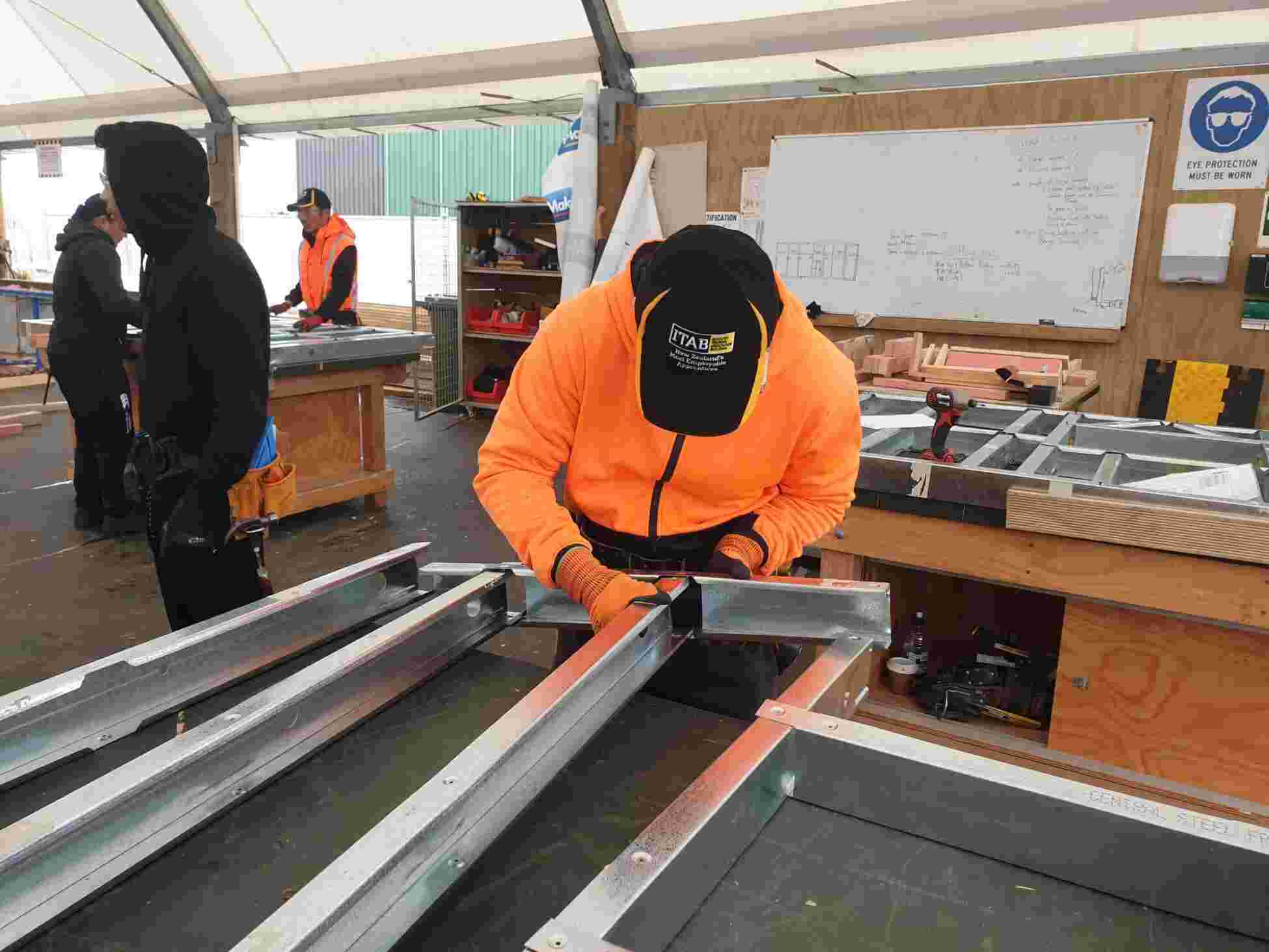 Wintec’s carpentry students eye-opening day assembling steel framing